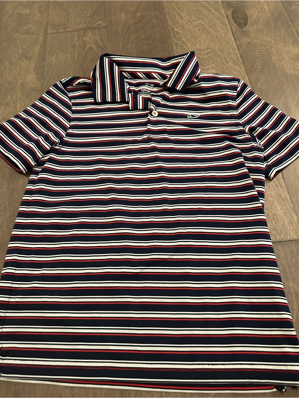Vineyard Vines Boys Striped Polo - Navy, White & Red